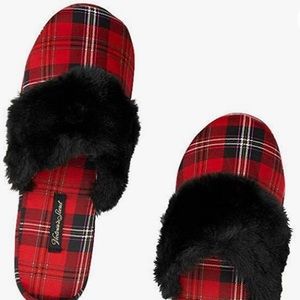 Victoria secret red plaid slippers